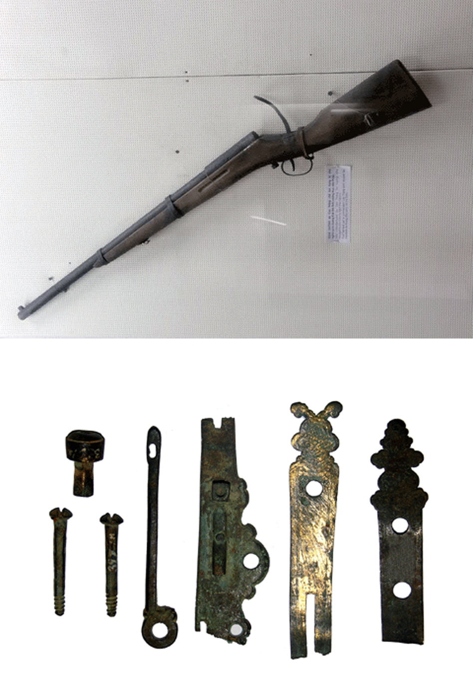 Súng trường do Cao Thắng chế tạo trong cuộc khởi nghĩa Hương Khê (1885-1896); Chi tiết súng do ông Cao Thắng chế tạo theo mẫu súng 1874 của Pháp hiện đang trưng bày tại phòng số 1 - Bảo tàng Lịch sử Quốc gia