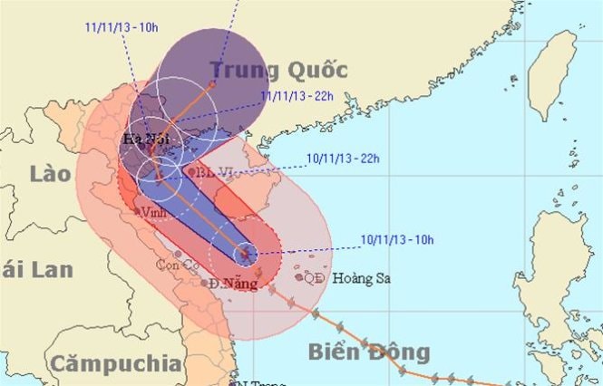 Bão Haiyan sẽ đổi sang hướng giữa Bắc và Bắc Đông Bắc - Tuổi Trẻ Online