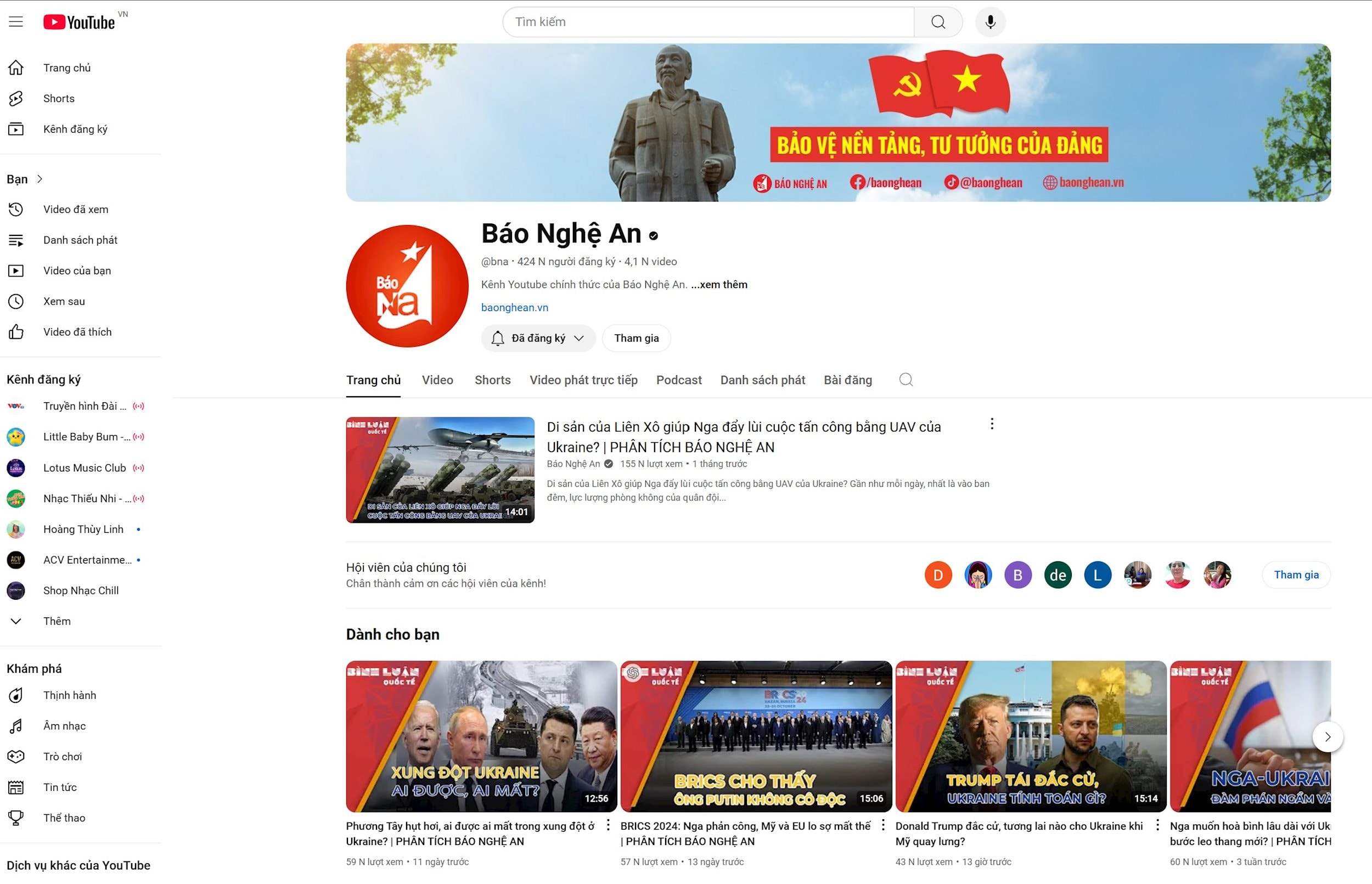 youtube báo nghệ an