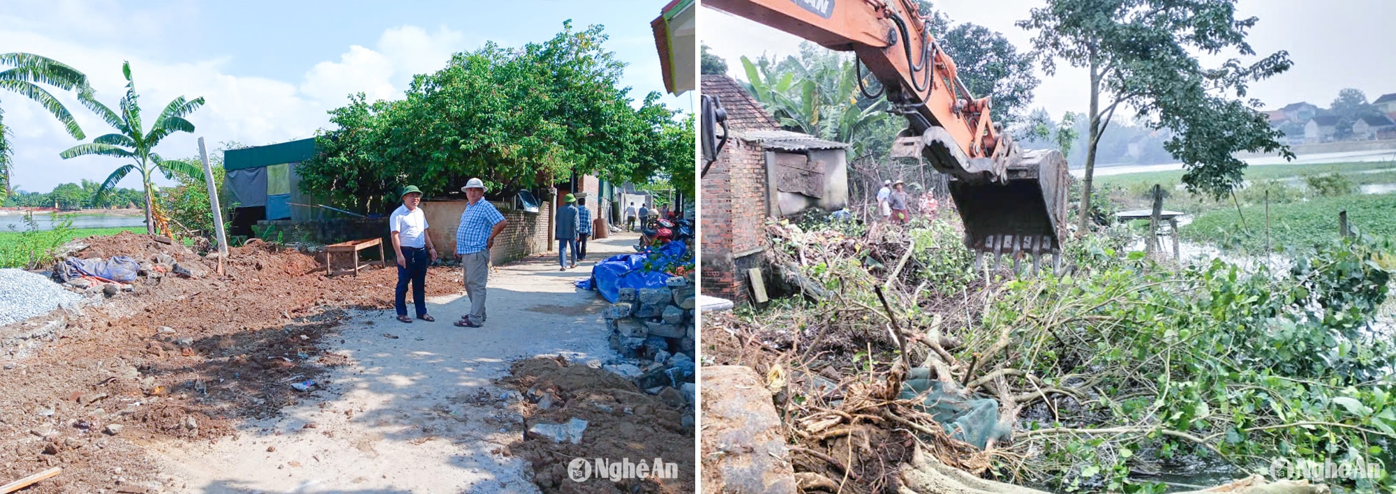 Lãnh đạo xã Thanh Yên trực tiếp chỉ đạo việc giải toả lấn chiếm đất ở Bàu Ó. Ảnh: Mai Hoa