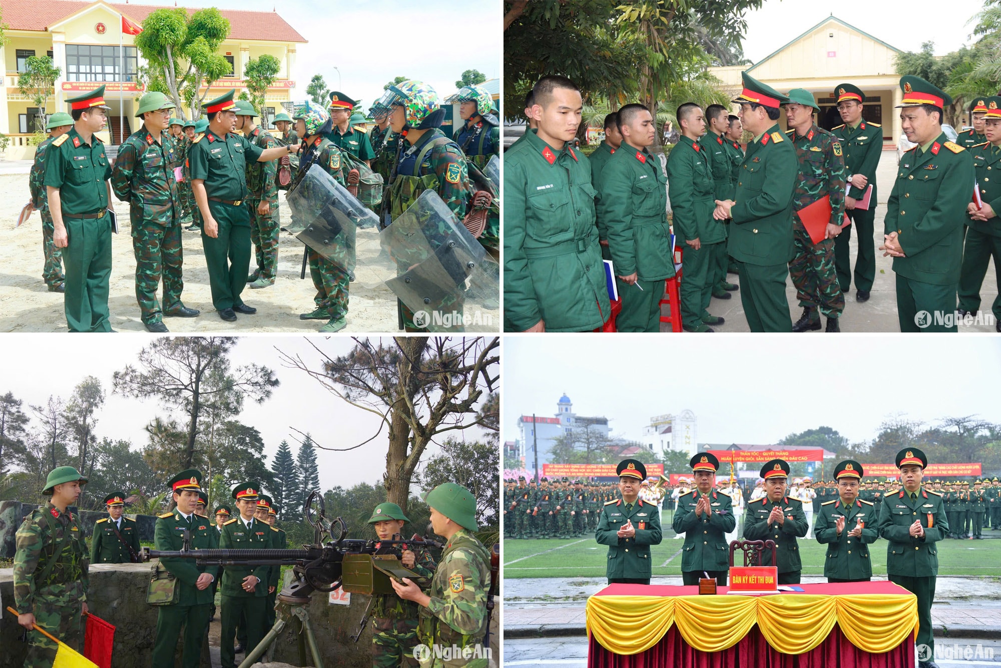 Thủ trưởng Bộ Tham mưu Quân khu kiểm tra công tác sẵn sàng chiến đấu tại Bộ CHQS tỉnh Nghệ An; Đại tá Phan Đại Nghĩa - UVBTVTU, Chỉ huy trưởng Bộ CHQS tỉnh kiểm tra, động viên chiến sĩ trẻ Trung đoàn 764; Lãnh đạo Bộ CHqS tỉnh kiểm tra, động viên bộ đội trực sẵn sàng chiến đấu tại trận địa các dịp lễ, tết; Đại tá Nguyễn Kỳ Hồng - Chính uỷ Bộ CHQS tỉnh chứng nhận đại diện các cơ quan, đơn vị thuộc Bộ CHQS tỉnh ký kết thi đua.