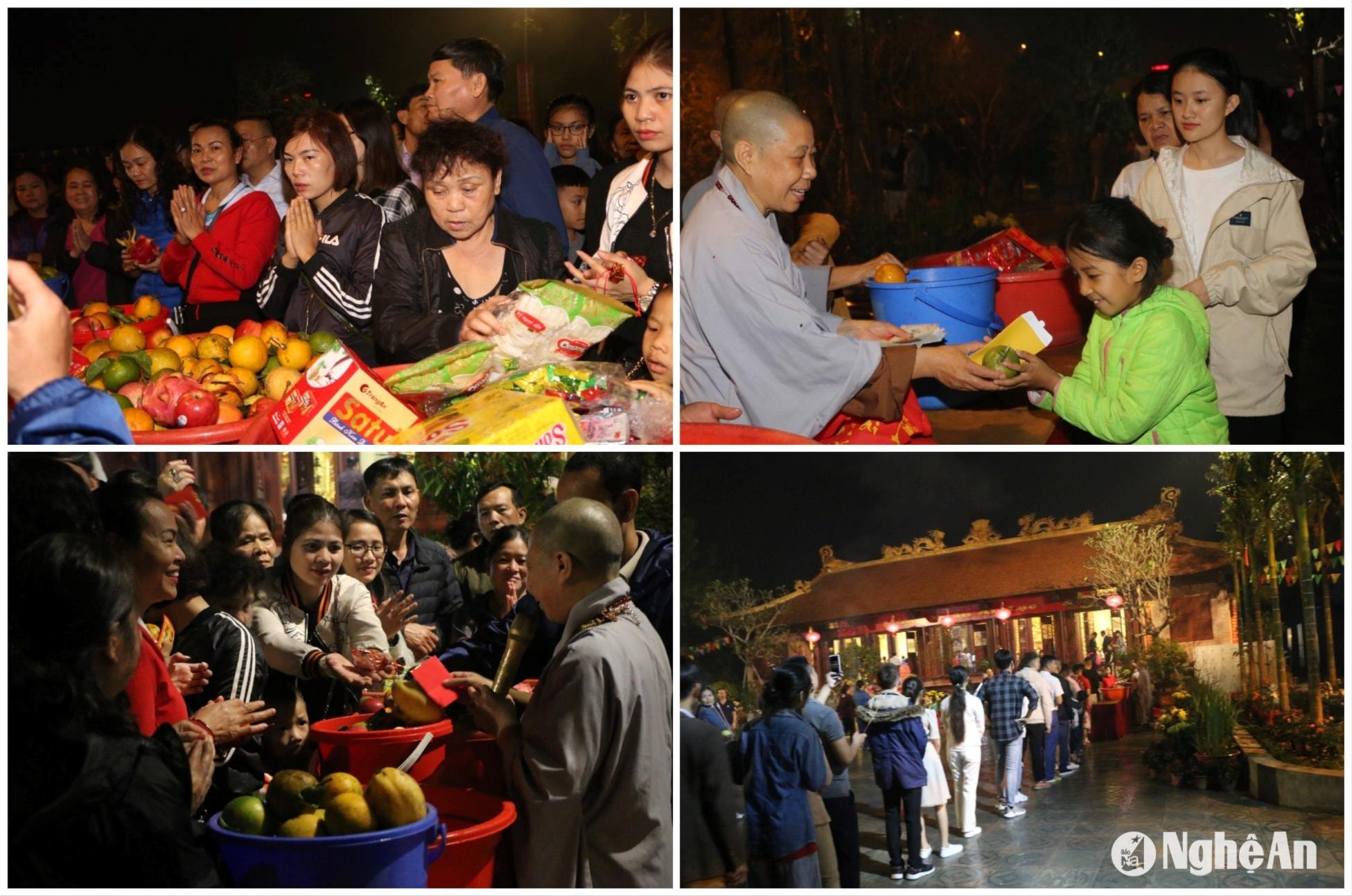 Khai bút, tặng chữ đầu Xuân tại chùa Đại Tuệ, xã Nam Anh, huyện Nam Đàn. Ảnh tư liệu: Huy thư