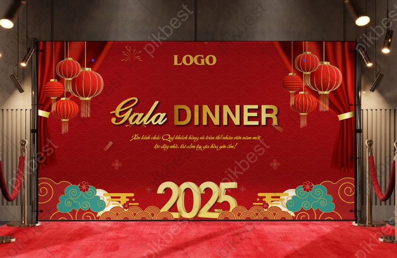 gala dinner 2025 banner with red background ai