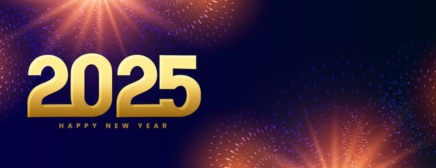 2025 new year festive banner with firework celebration