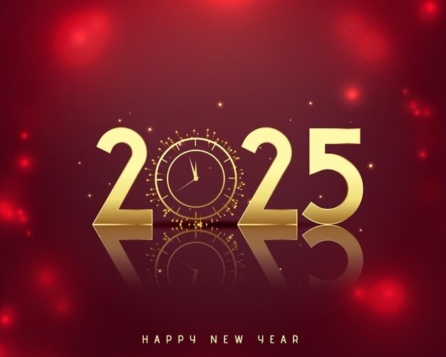 happy new year 2025 clock background design