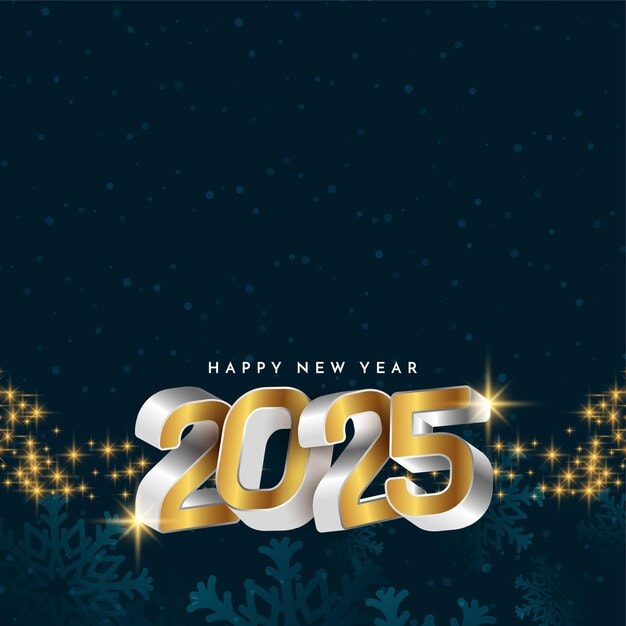 Modern Happy new year 2025 text elegant greeting background