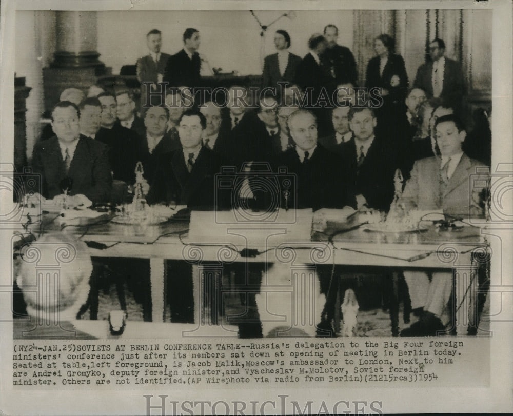 1954 Press Photo Soviets at Berlin Conference Jacob Malik,Andrei Gromy - Historic Images