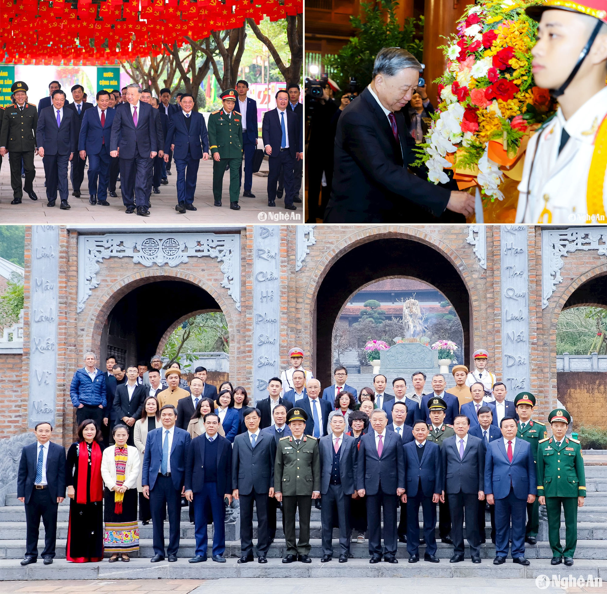 Tổng Bí thư Tô Lâm cùng lãnh đạo Đảng, Nhà nước, Quân khu 4, tỉnh Nghệ An, các địa phương, đơn vị về thăm Khu Di tích Quốc gia đặc biệt Kim Liên (Nam Đàn), ngày 29/12/2024). Ảnh: Thành Cường - Phạm Bằng