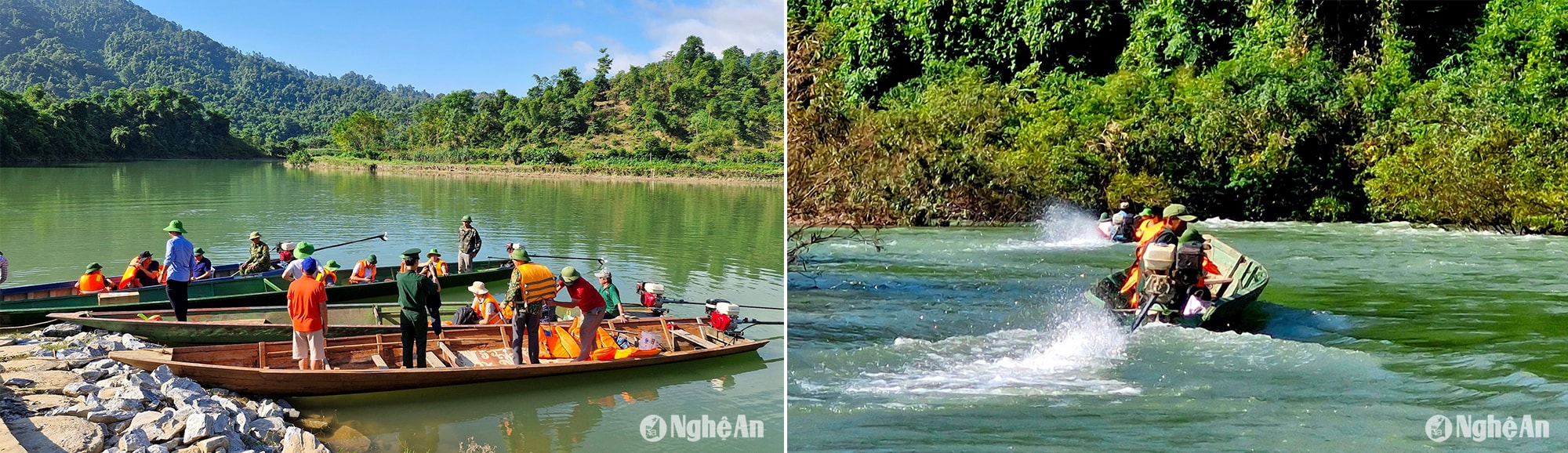 Đoàn thiện nguyện Niềm Tin ngược sông Giăng vào hỗ trợ đồng bào Đan Lai các bản Búng, Cò Phạt sau cơn bão số 4, năm 2024. 