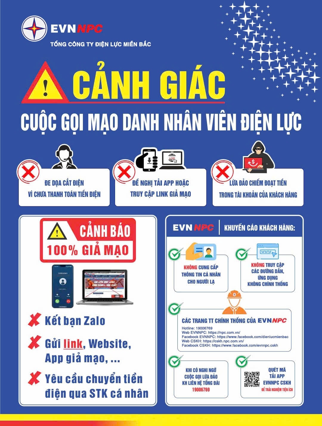 Ngành Điện lực khuyến cáo người dân cảnh giác với các đối tượng lừa đảo.