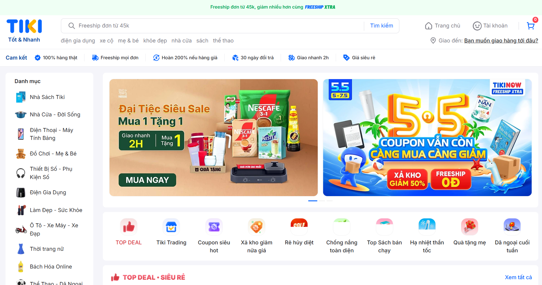 Trang chủ Tiki bất ngờ bị chuyển hướng sang trang cá độ