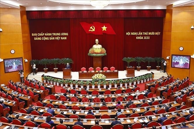 Hội nghị lần thứ 11 Ban Chấp hành Trung ương Đảng khóa XIII. Ảnh Thống Nhất TTXVN