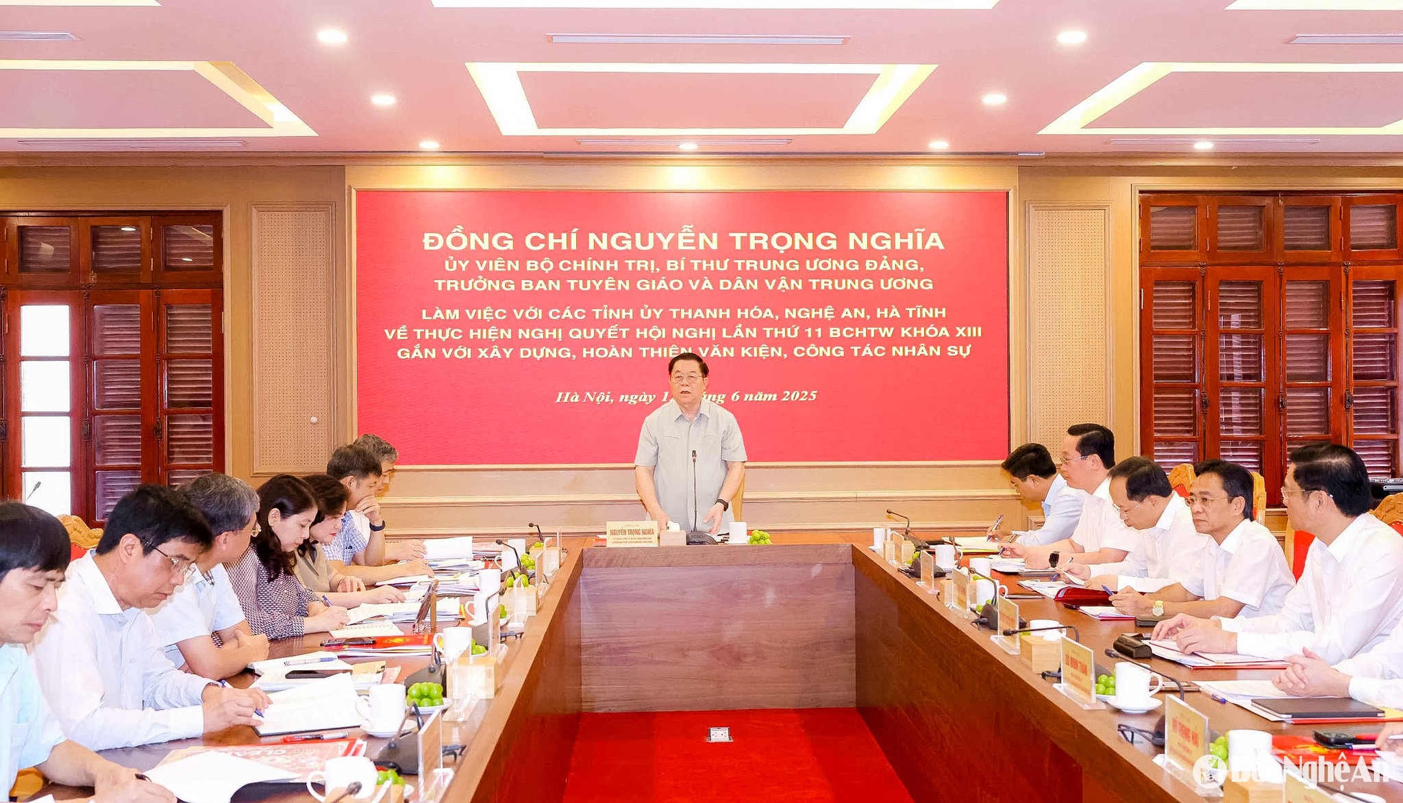 Trưởng Ban Tuyên giáo và Dân vận Trung ương làm việc với Tỉnh ủy 3 tỉnh: Thanh Hóa, Nghệ An, Hà Tĩnh