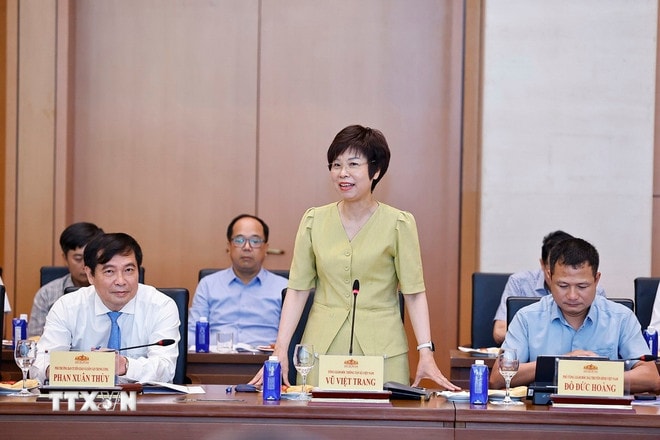 Tổng giám đốc Thông tấn xã Việt Nam Vũ Việt Trang phát biểu. (Ảnh: Doãn Tấn/TTXVN) ttxvn-chu-tich-quoc-hoi-tran-thanh-man-gap-mat-cac-co-quan-bao-chi-14.jpg