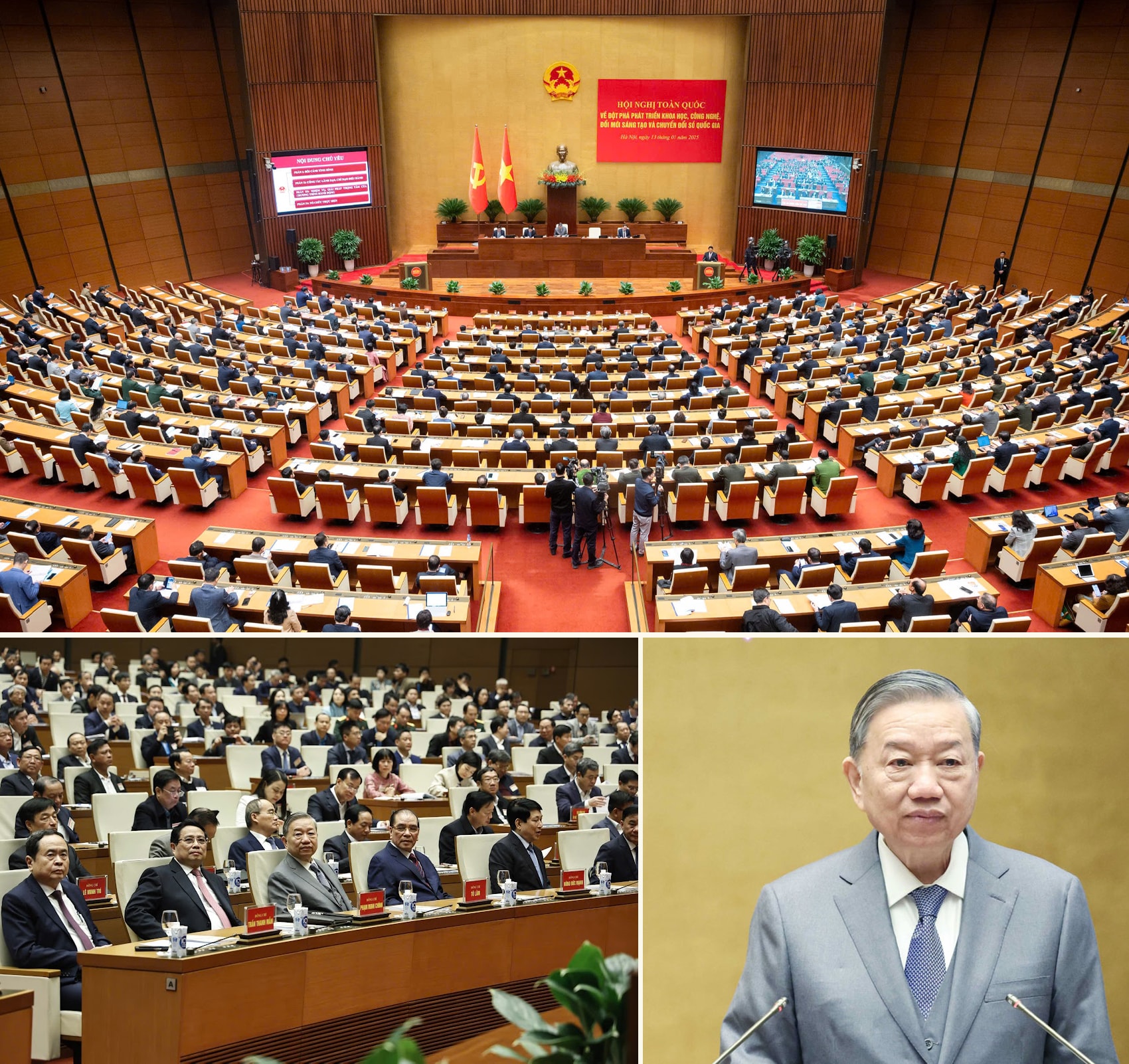 Tổng Bí thư Tô Lâm phát biểu tại Hội nghị toàn quốc về đột phá phát triển khoa học, công nghệ, đổi mới sáng tạo và chuyển đổi số quốc gia. Ảnh: VGP