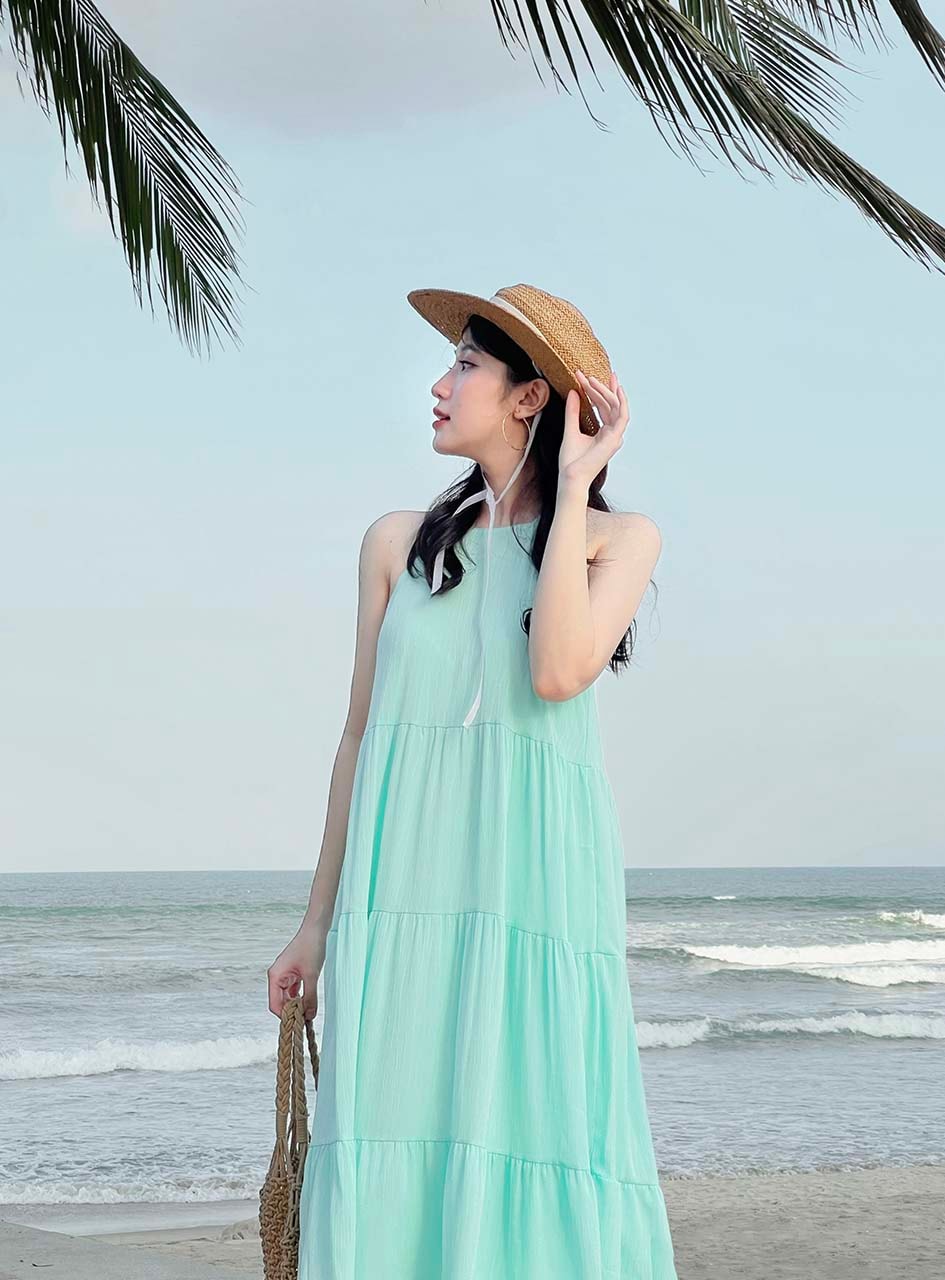 Váy Maxi Cổ Yếm Dáng Xòe Tầng VMXFM2 - HLMD