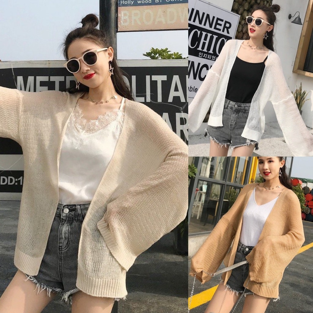 Mua Áo Khoác Cardigan Đi Biển Mùa Hè Len Mỏng Kiểu Dáng Hàn Quốc Chất Len Đẹp Sutano Giảm Giá - Yeep