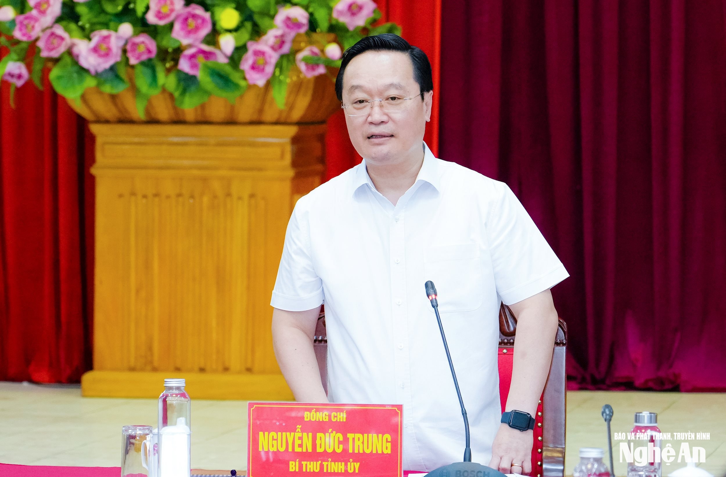 Đồng chí Nguyễn Đức Trung - Bí thư Tỉnh ủy, Trưởng Ban Chỉ đạo tỉnh phát biểu kết luận phiên họp. Ảnh: Phạm Bằng