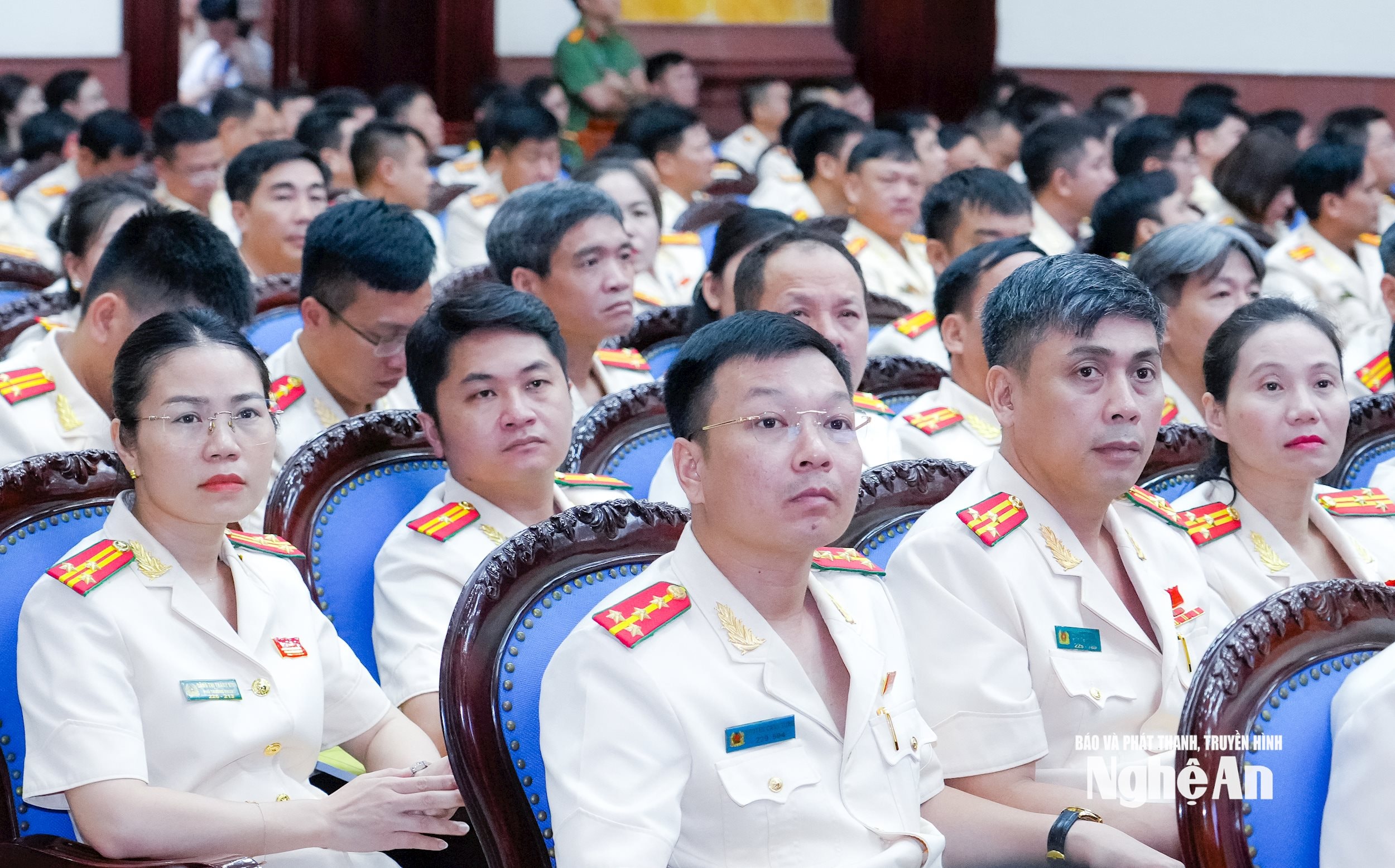 Các đại biểu tham dự Đại hội đại biểu Đảng bộ Công an tỉnh Nghệ An lần thứ XV, nhiệm kỳ 2025-2030. Ảnh: Phạm Bằng