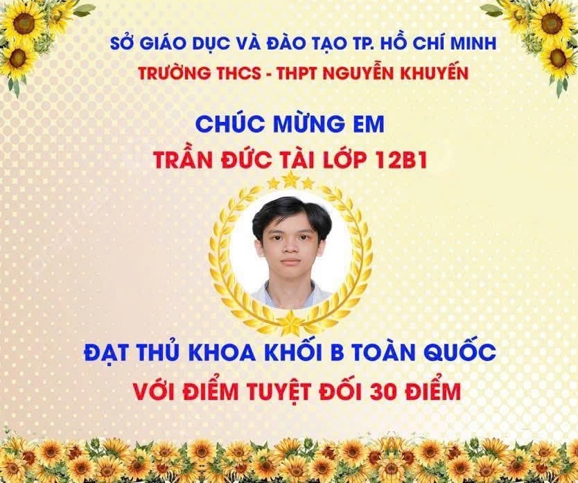 Thủ khoa khối B toàn quốc 2025: Trần Đức Tài và hành trình chinh phục giấc mơ blouse trắng