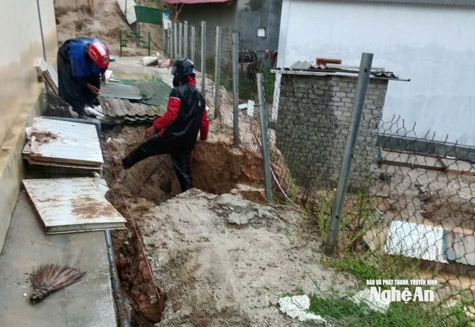 Điểm sạt lở ở Trường Mầm non Nậm Nhóng. Ảnh: Nguyễn Nguyệt