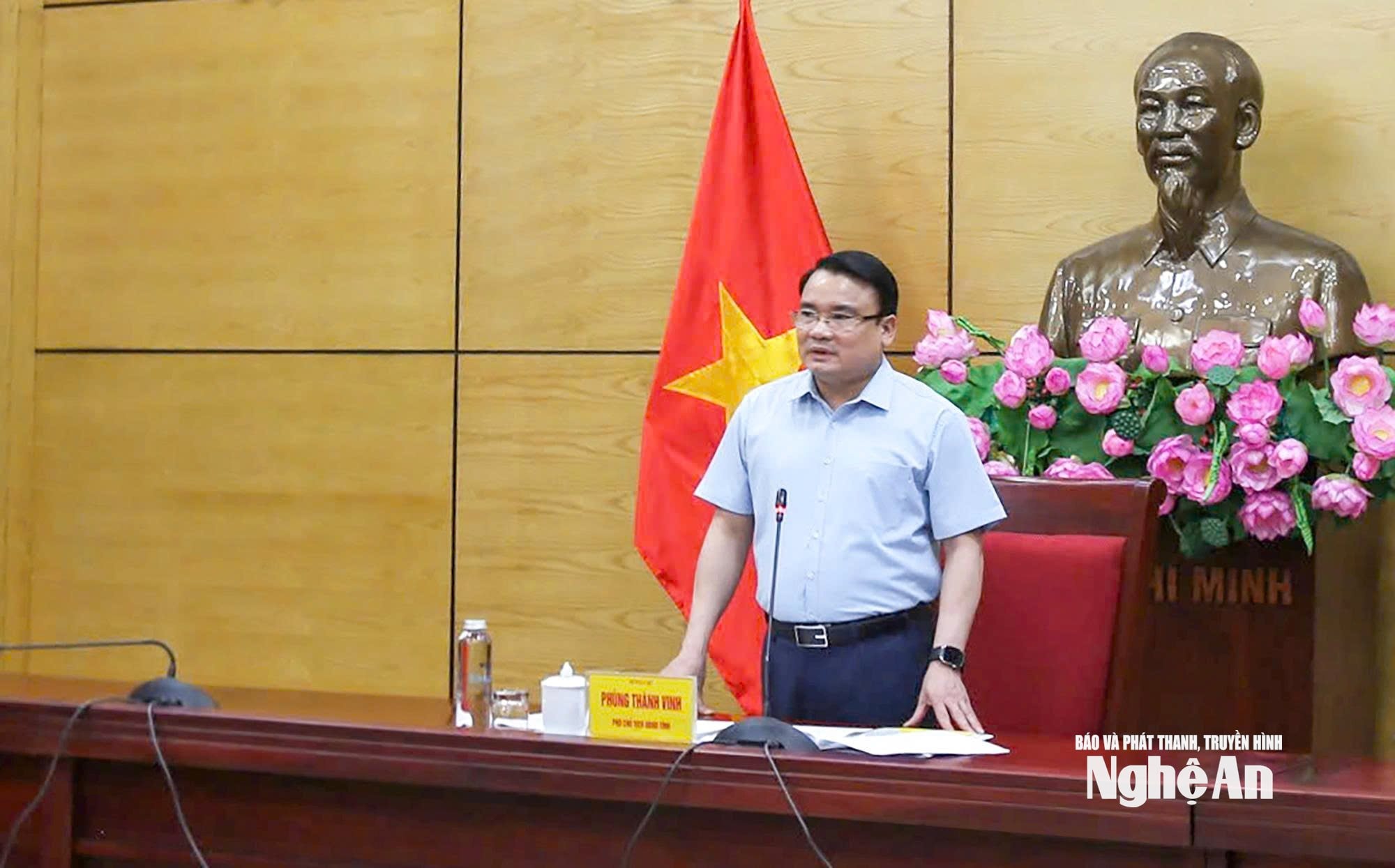 Đồng chí Phùng Thành Vinh - Phó chủ tịch UBND tỉnh phát biểu kết luận hội nghị. Ảnh: TH