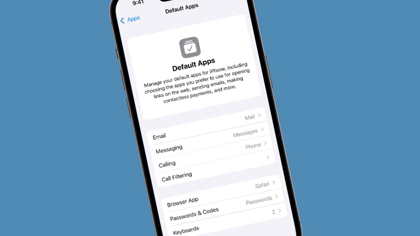 Tùy chỉnh ứng dụng mặc định trên iPhone cho phép bạn chọn ứng dụng mặc định theo ý muốn. Ảnh: Internet.
