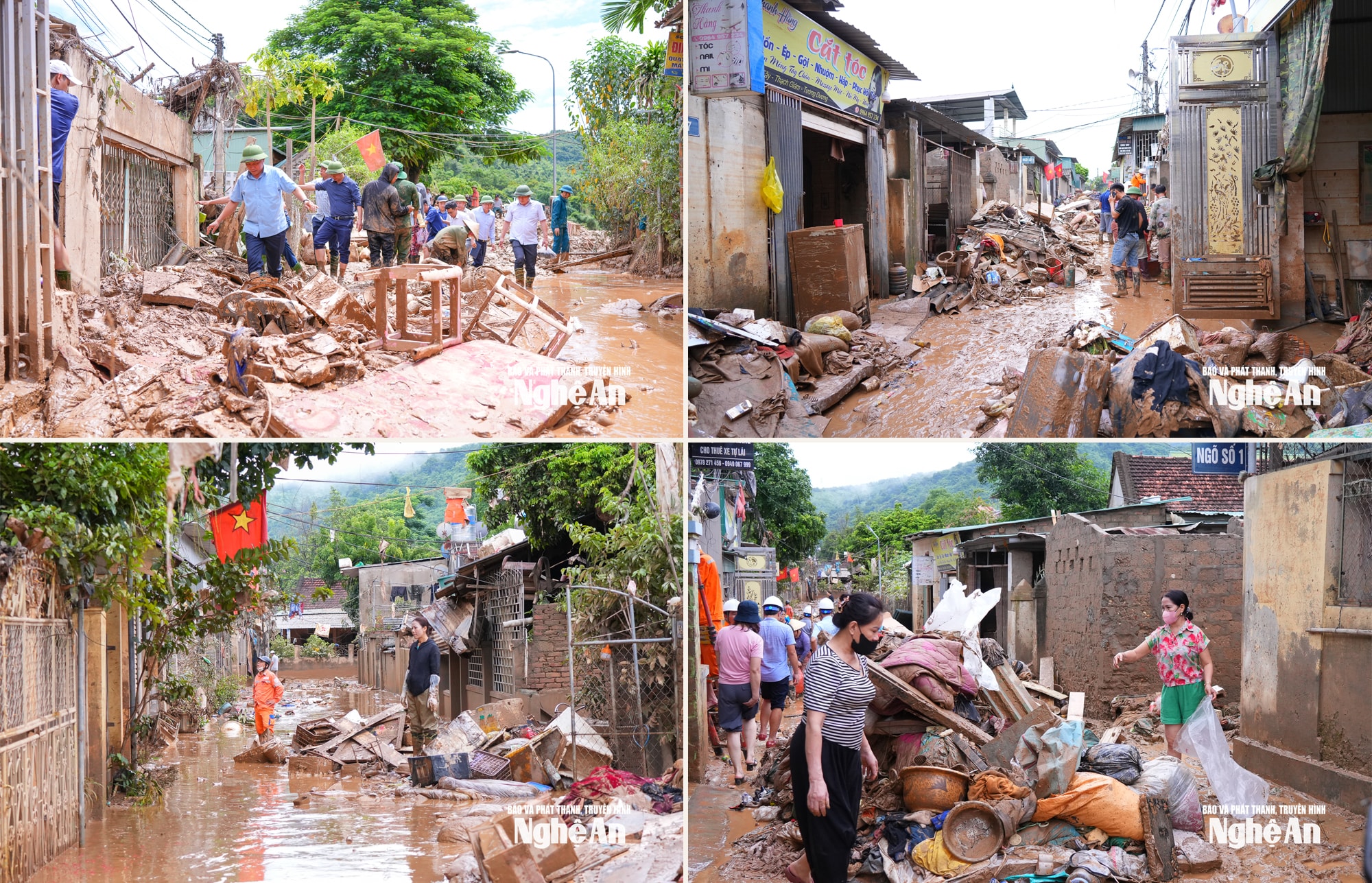 Khung cảnh tan hoang sau lũ tại xã Tương Dương.