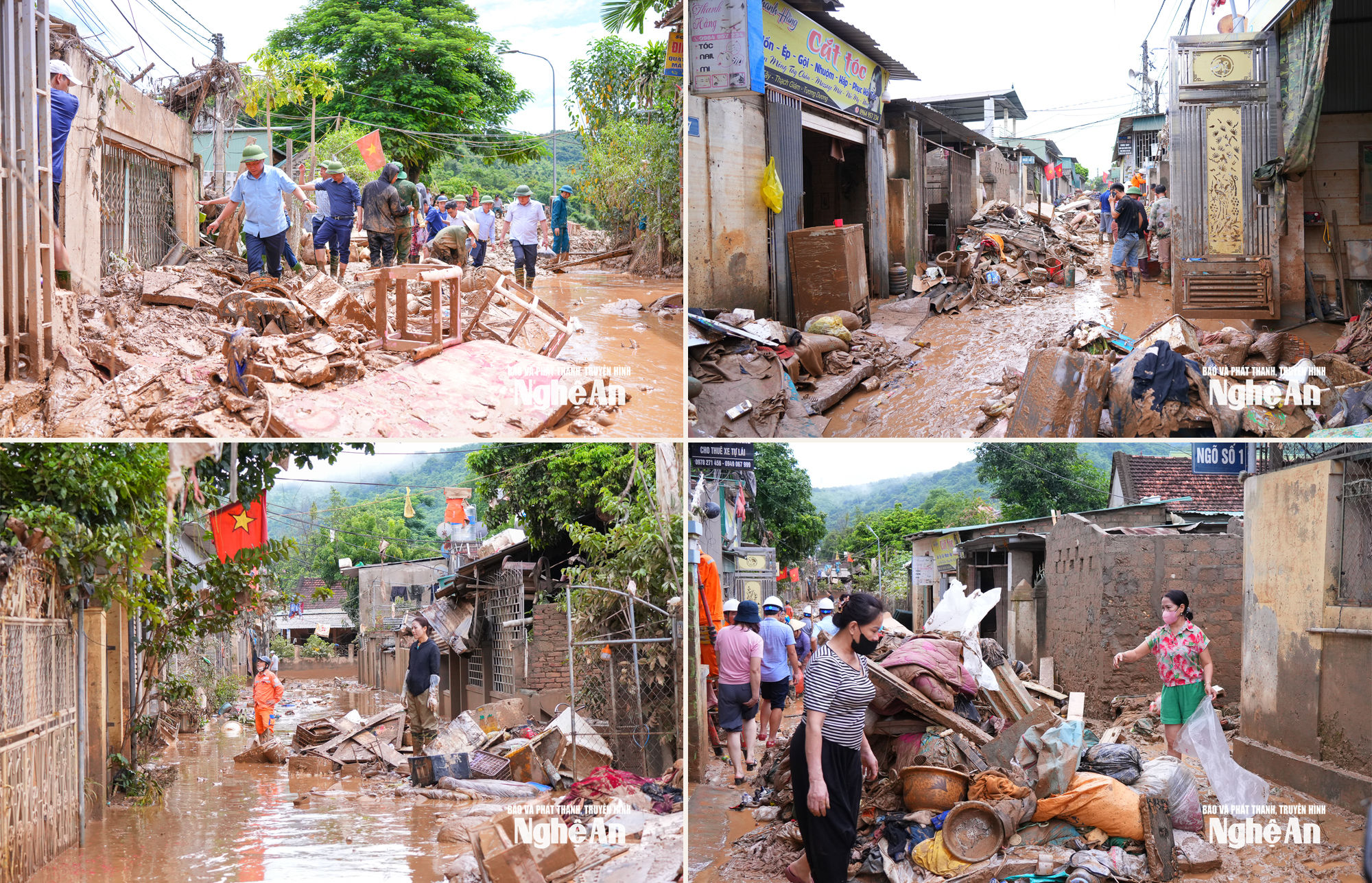 Khung cảnh tan hoang sau lũ tại xã Tương Dương.