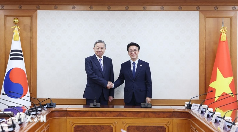 Tổng Bí thư Tô Lâm hội kiến Thủ tướng Hàn Quốc Kim Min Seok Tổng Bí thư Tô Lâm hội kiến Thủ tướng Hàn Quốc Kim Min Seok
