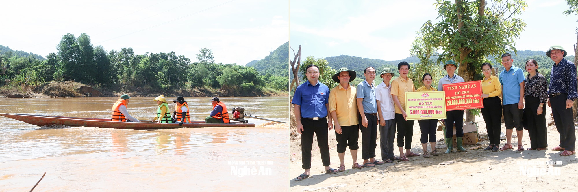 Phó Bí thư Tỉnh ủy, Chủ tịch Ủy ban MTTQ Việt Nam tỉnh, Trưởng đoàn ĐBQH tỉnh Nghệ An Võ Thị Minh Sinh đến thăm các bản bị cô lập sau lũ. Ảnh: Đình Tuân