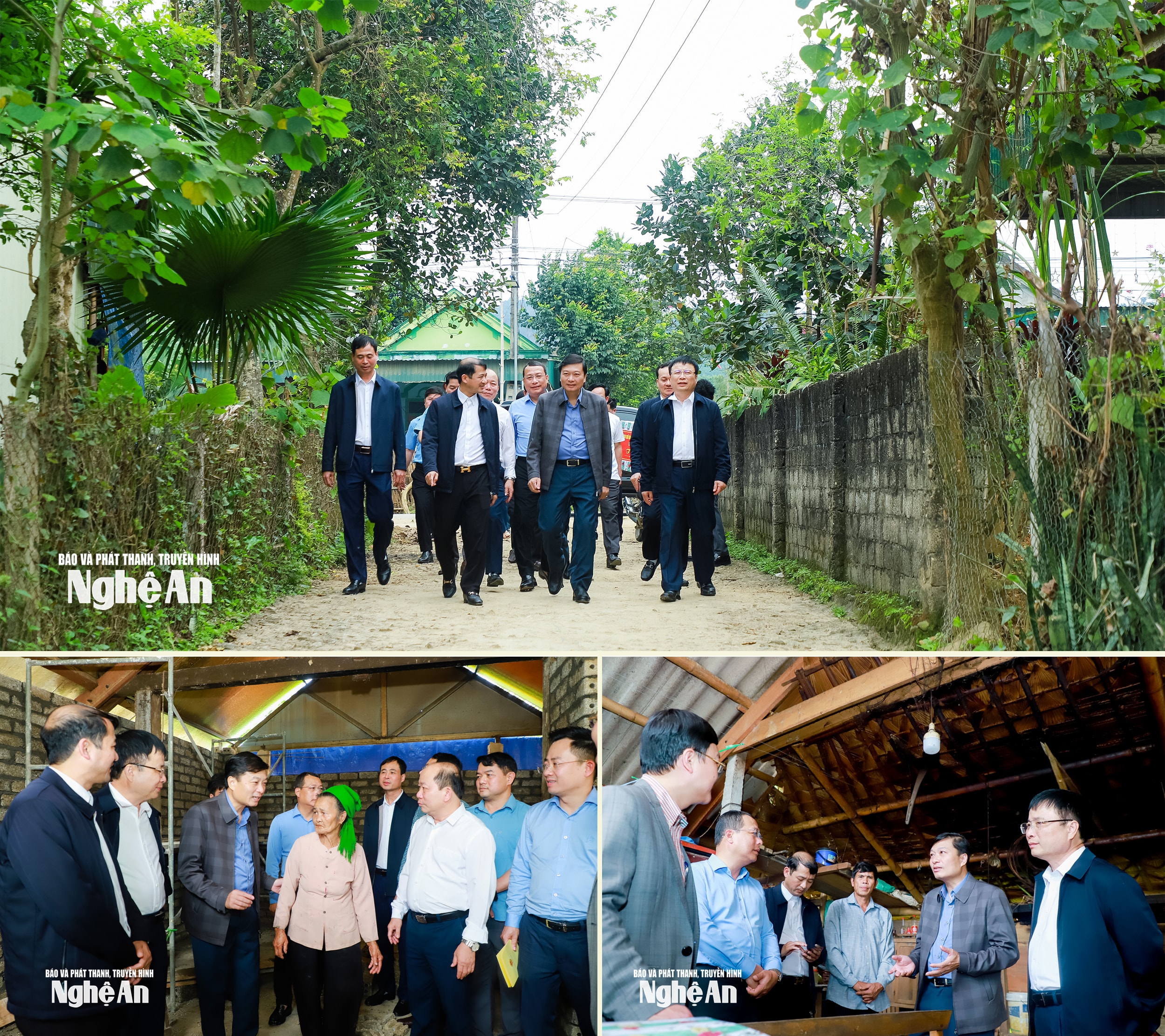 Chủ tịch UBND tỉnh Lê Hồng Vinh kiểm tra xóa nhà tạm, dột nát tại các xã thuộc huyện Con Cuông cũ. Ảnh: Thành Duy