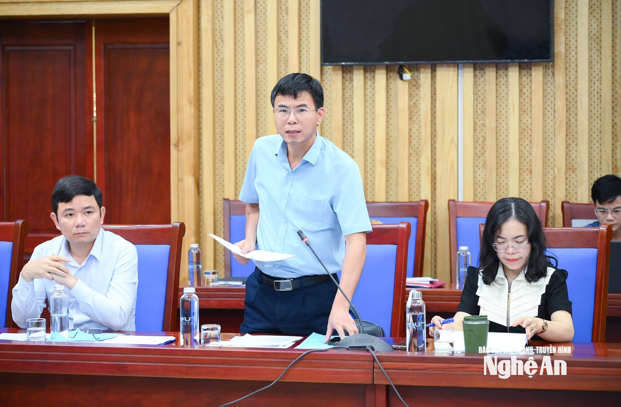 Đồng chí Nguyễn Danh Hùng - Phó Giám đốc Sở Nông nghiệp và Môi phát biểu tại buổi làm việc. Ảnh: Thành Cường