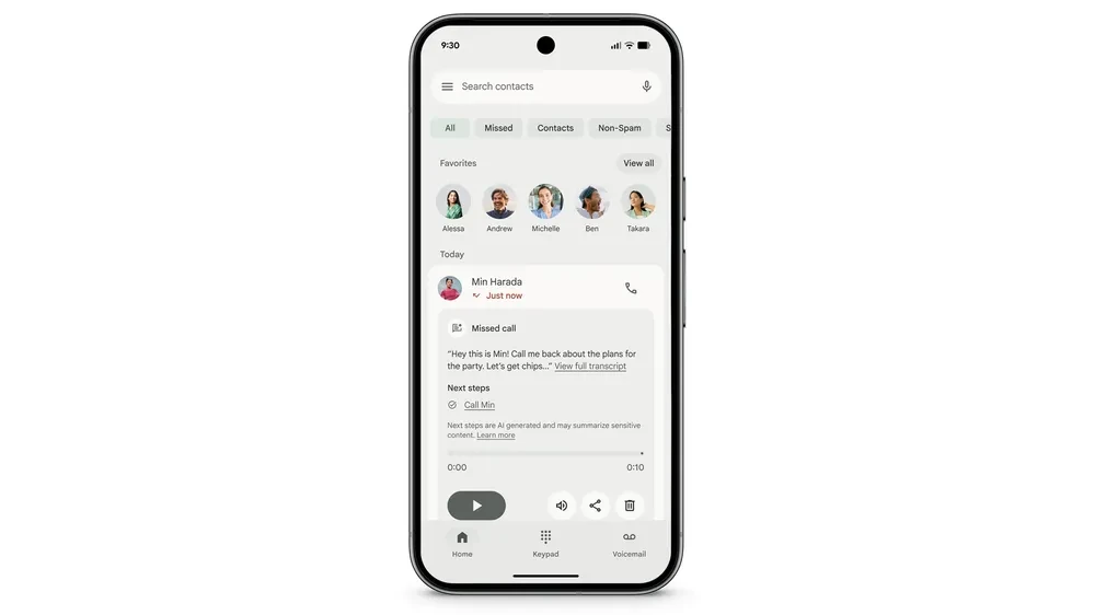 Photo of Take a Message pulling text and actions from a voicemail