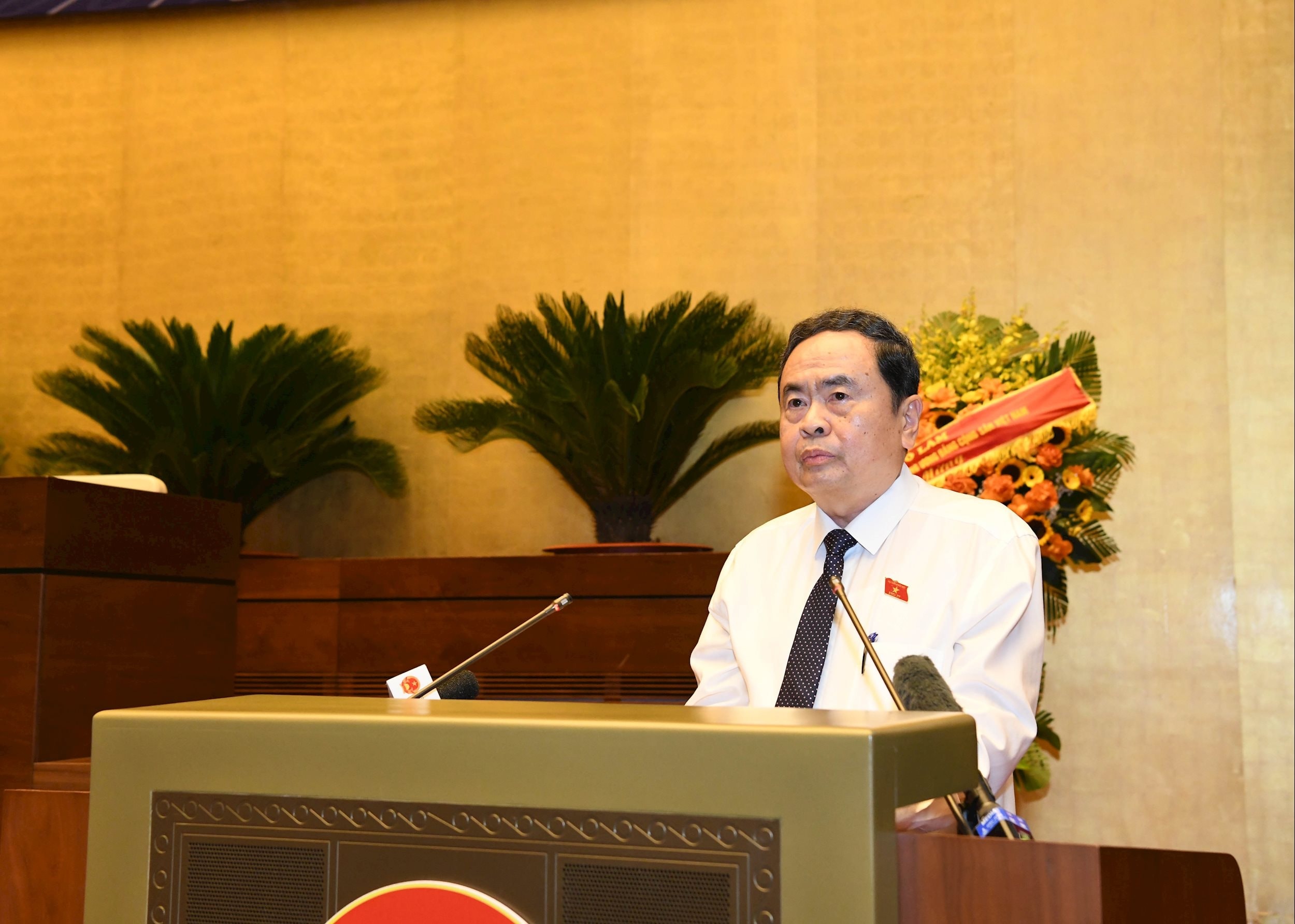  Bí thư Đảng ủy Quốc hội, Chủ tịch Quốc hội Trần Thanh Mẫn phát biểu khai mạc hội nghị. Ảnh đại biểu 