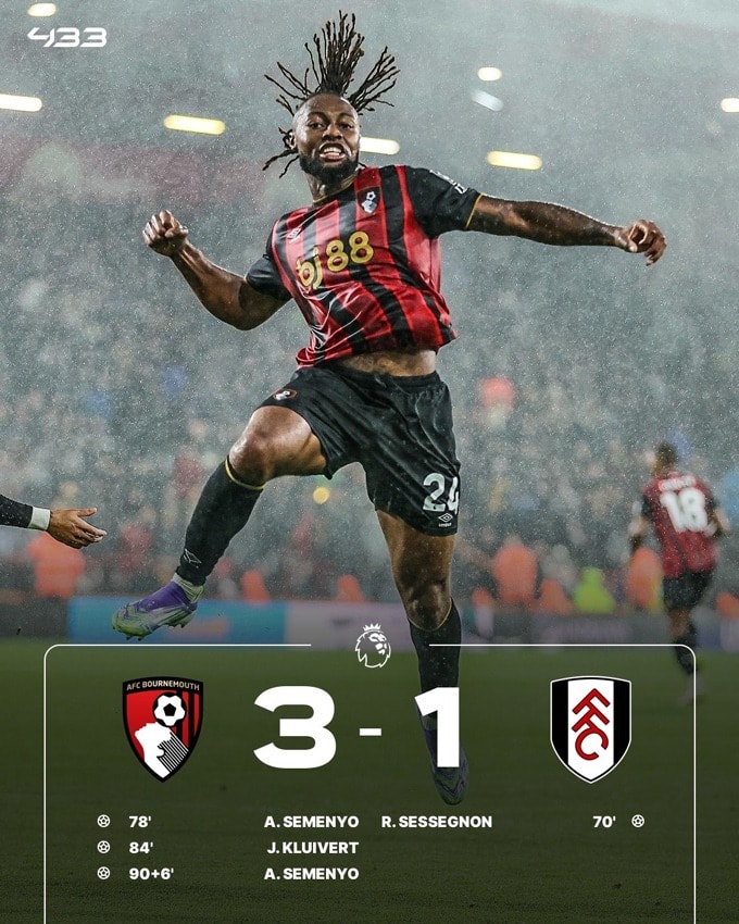 Bournemouth đang có phong độ thăng hoa từ đầu mùa giải 2025:26