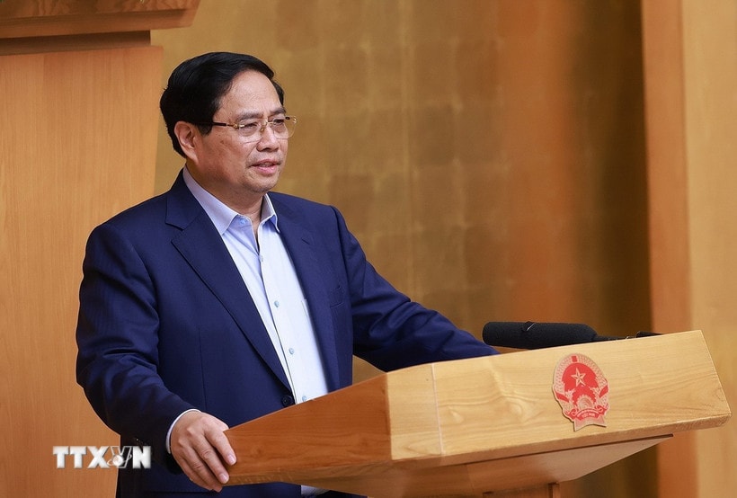 Thủ tướng Phạm Minh Chính chủ trì Phiên họp Chính phủ thường kỳ tháng 9 năm 2025, trực tuyến đến các địa phương. (Ảnh: Dương Giang/TTXVN)