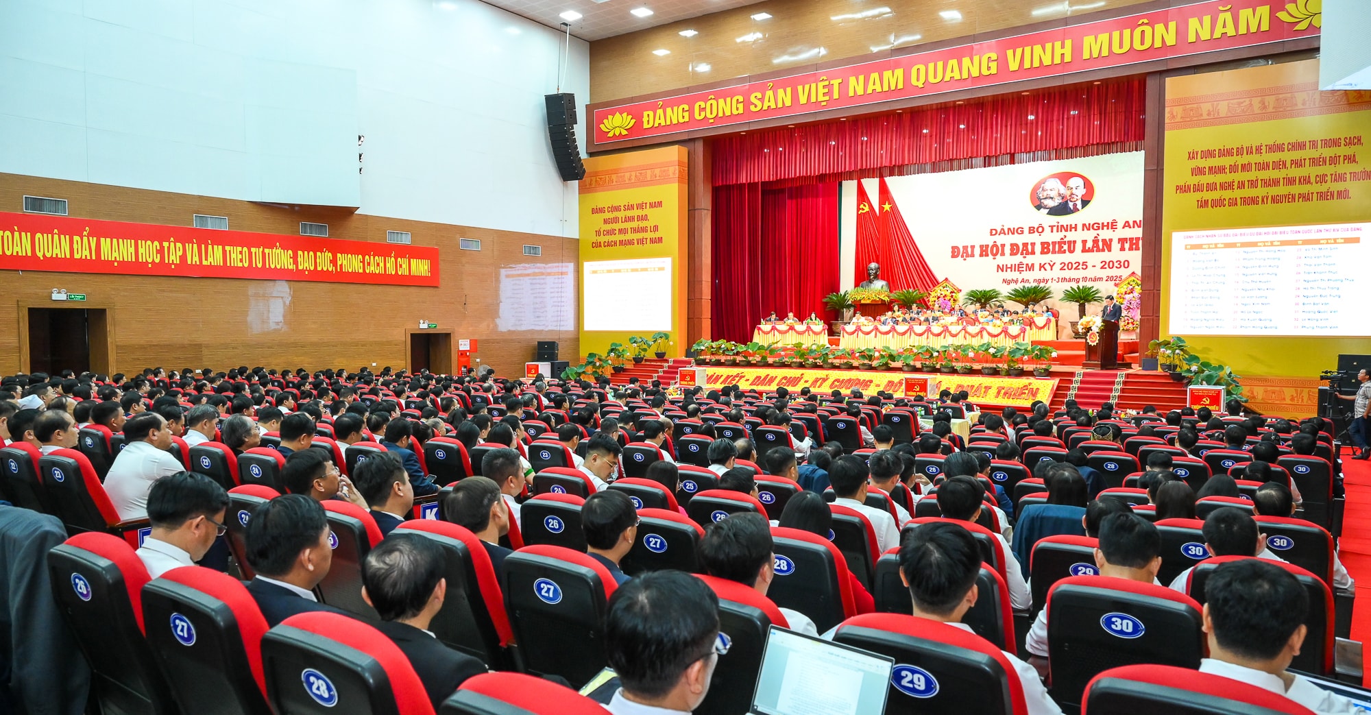 Quang cảnh Đại hội đại biểu Đảng bộ tỉnh Nghệ An lần thứ XX, nhiệm kỳ 2025 - 2030. Ảnh: Thành Cường