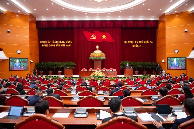 Tổng Bí thư Tô Lâm nhấn mạnh, chúng ta hoàn thành chương trình Hội nghị 13 với khí thế mới, niềm tin mới và trách nhiệm mới. Ảnh: VGP/Nhật Bắc