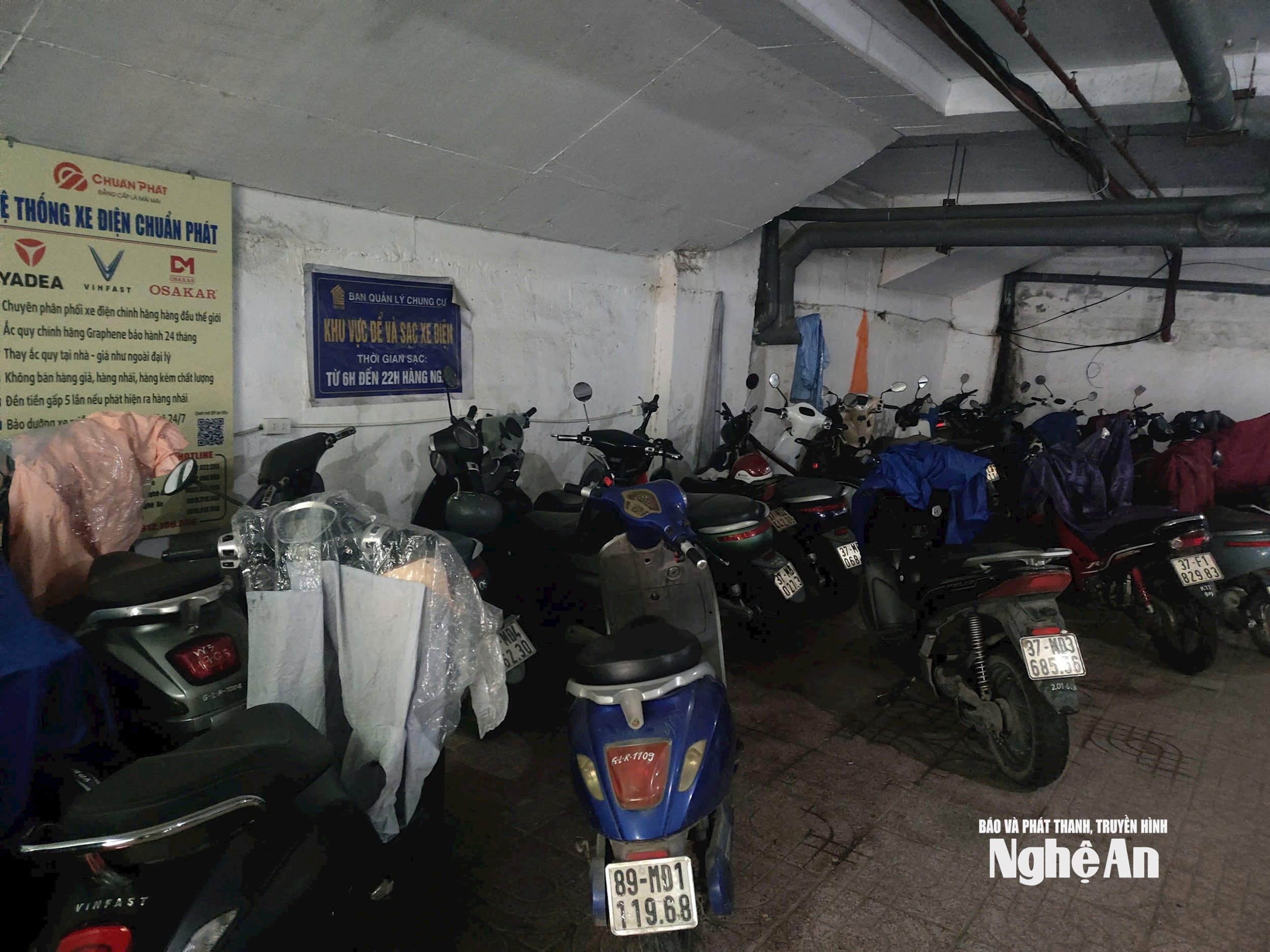 Tiện ích khu vui chơi cho trẻ em và hầm để xe của 1 chung cư thuộc phường Trường Vinh. Ảnh Quang An2