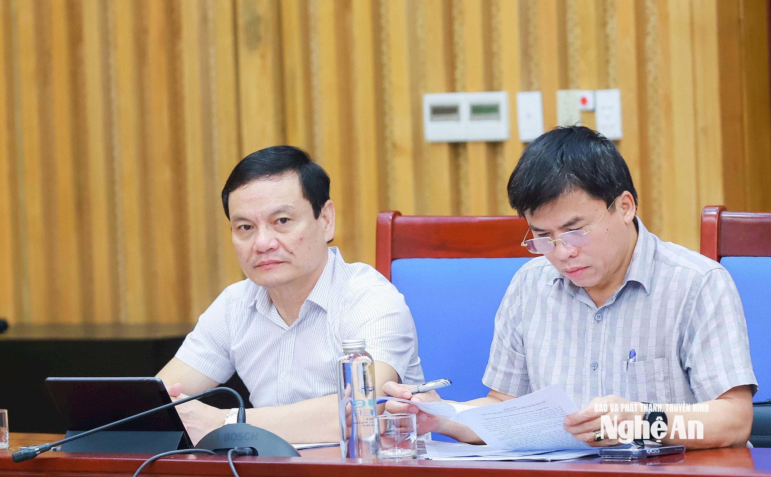 Các đại biểu dự hội nghị tại điểm cầu UBND tỉnh Nghệ An. Ảnh: Thành Duy