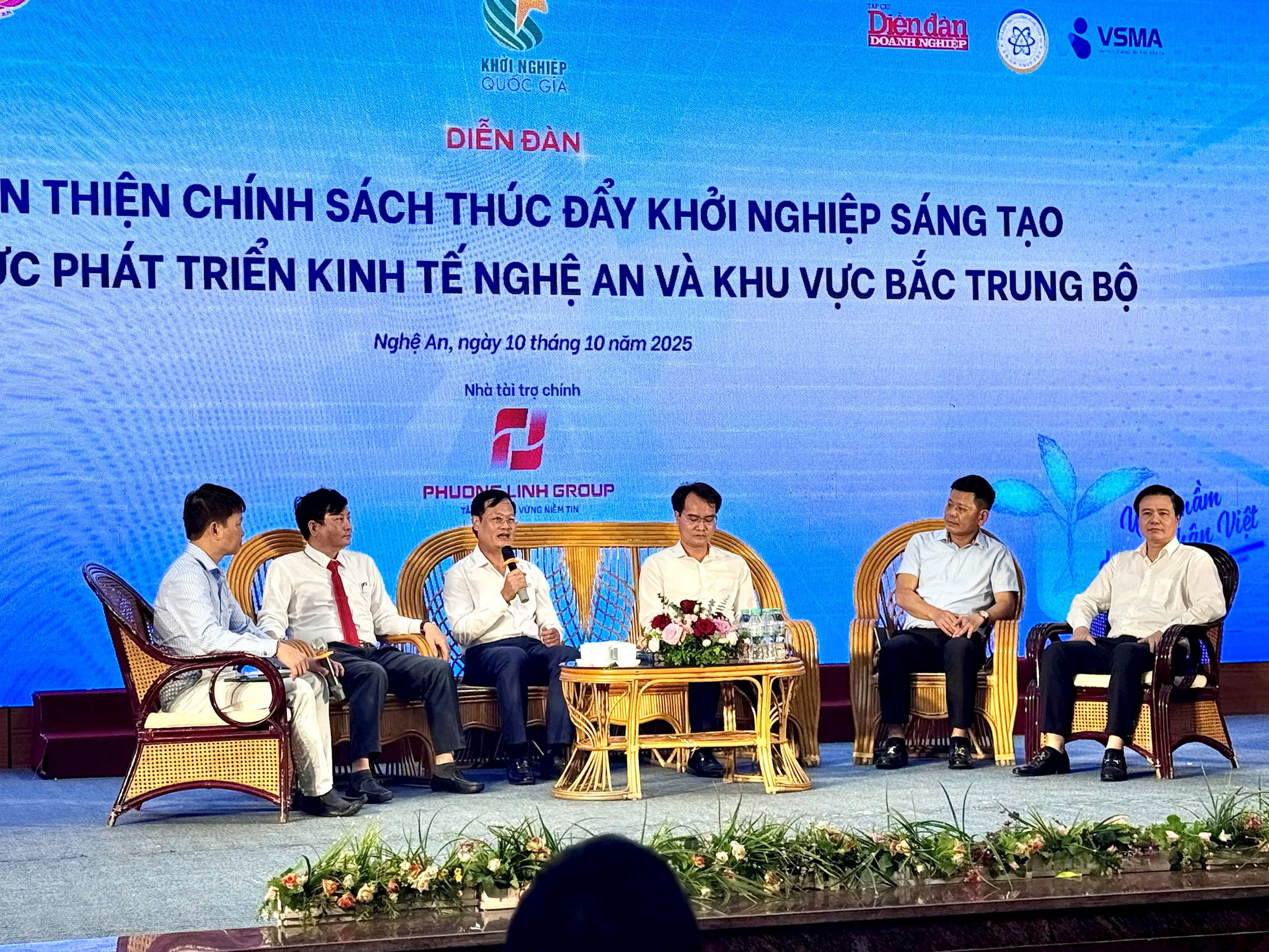 Ông Nguyễn Quý Linh - Giám đốc Sở Khoa học Công nghệ tỉnh tham gia diễn đàn thúc đẩy khởi nghiệp sáng tạo năm 2025. Ảnh Nguyễn Hải