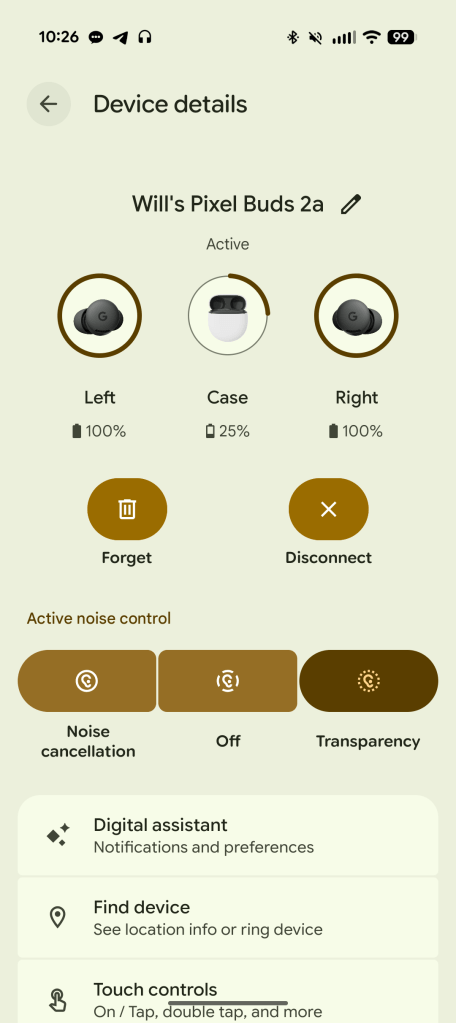 Giao diện cài đặt Pixel Buds trên Android theo Material Design