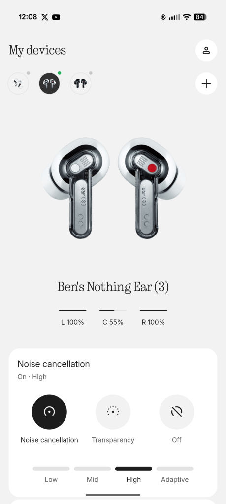 Giao diện EQ cơ bản trong ứng dụng Nothing X