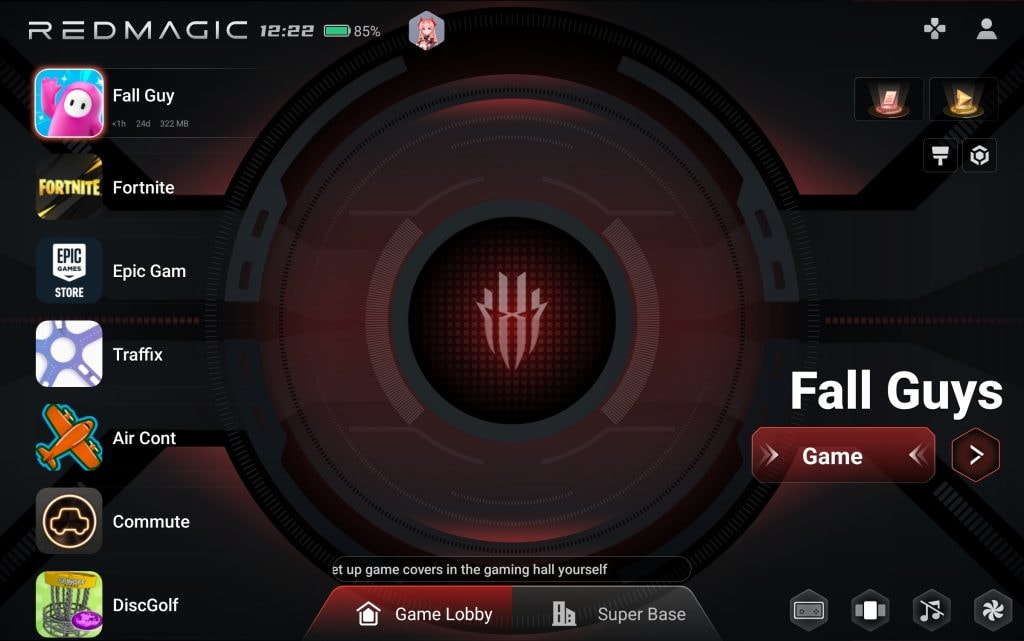 Giao diện Game Lobby trên Redmagic Astra.