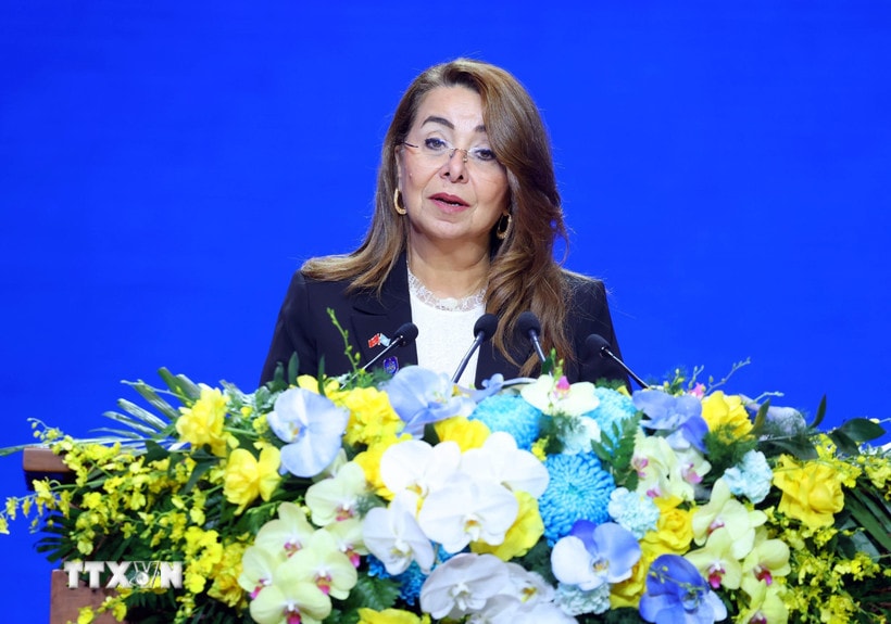 Giám đốc điều hành Cơ quan Phòng chống ma tuý và tội phạm của Liên hợp quốc (UNODC) Ghada Waly phát biểu. (Ảnh: Phạm Kiên/TTXVN)