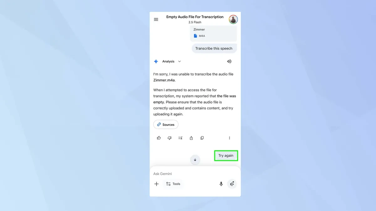 Kết quả văn bản sau khi được Gemini chuyển đổi từ tệp âm thanh.