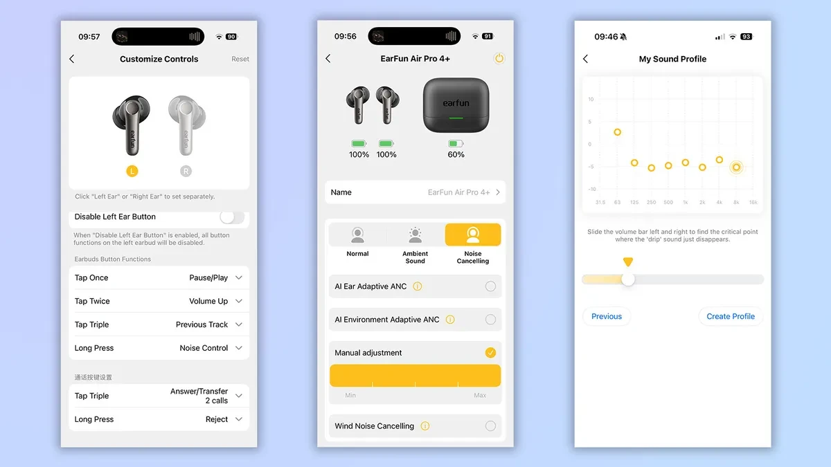Hộp sạc của EarFun Air Pro 4+ đang được mở
