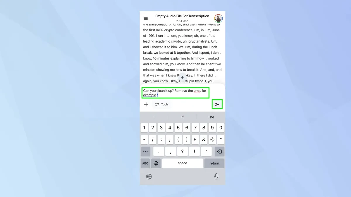 Người dùng có thể yêu cầu Gemini làm sạch và loại bỏ các từ không cần thiết khỏi văn bản.