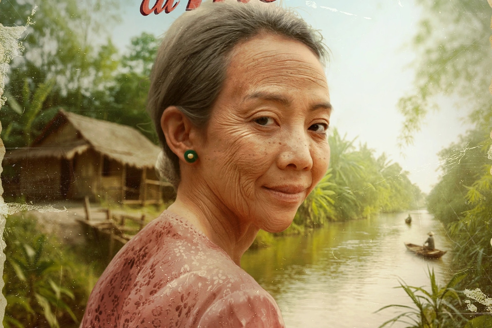 Poster phim Ai thương ai mến với hình ảnh Thu Trang trong tạo hình người phụ nữ lớn tuổi.